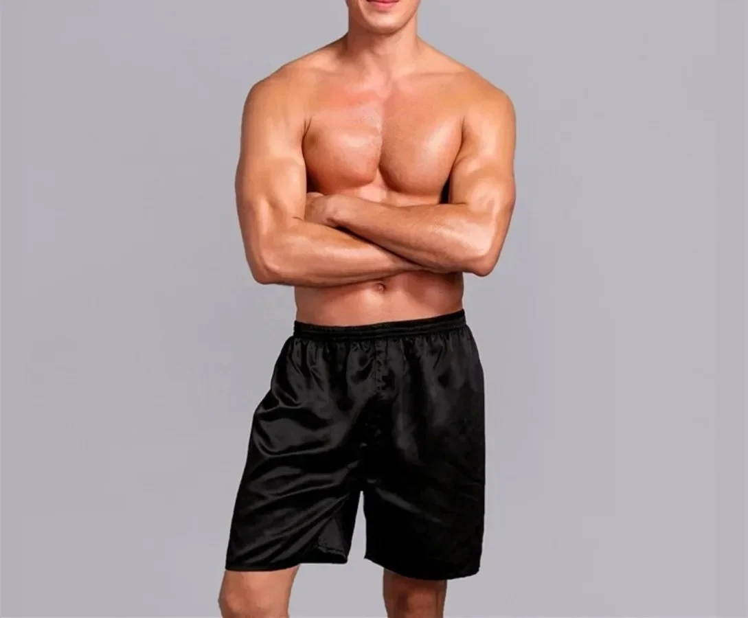 

Men's Satin Silk Five-point Shorts Loose Pajamas Classic Solid Shorts Beach Pants Fashion Homewear Sleepwear Shorts for Men