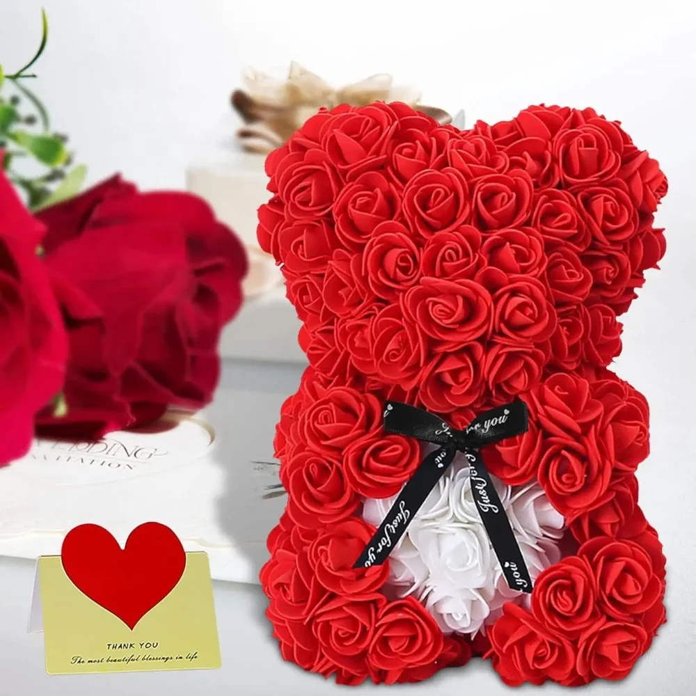 New Artificial Flower Eternal Rose Teddy Bear for Mom Mother's Day Birthday Valentine's Day Anniversary Gifts & Decor Miniatures