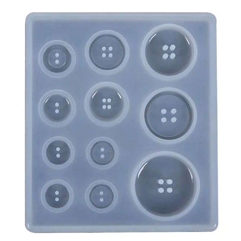 A013 DIY Silicone Mold Resin Button Handmade Resin Mold with Hole Pendant Button Clay Epoxy Pendant for Keychain Supplies