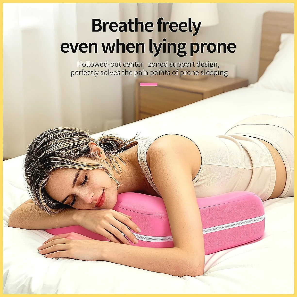 Ergonomic Hollow Prone Sleep Chest Support Pillow for Adults, Comfortable Reading & Phone Use, Breathable Prone
