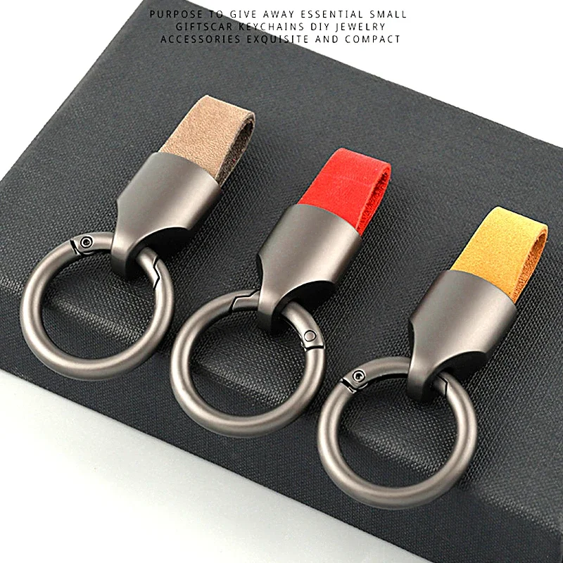 New Cowhide Leather Car Keychain Key Rings Keyring for SsangYong Kyron Stavic Rexton Sports Tivoli Musso Car accessories