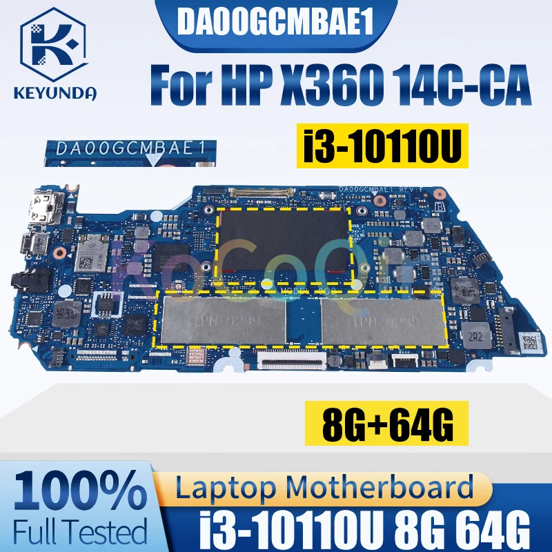 carte-mere-pour-ordinateur-portable-hp-x360-14ct-ca-14c-ca-14-ca-da00gcmbae1-srgl0-i3-10110u-8-go-de-ram-64-go-emmc-testee