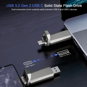 U52 1TB 512GB USB SSD 1000MB/s USB 3.2 Gen 2 Dual SSD USB C Přenosný externí SSD pro Android telefon tablet notebook 10 nejlepší prodej 512GB externí SSD - №3