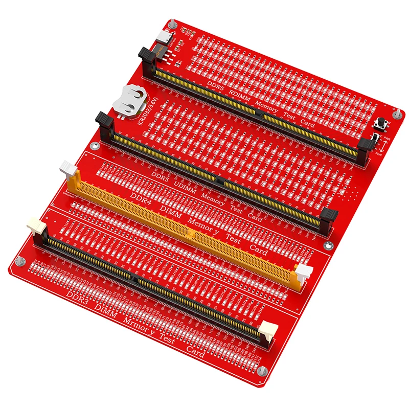 Tester pamięci DDR3/4/5 RDIMM/UDIMM ze wskaźnikiem LED Przycisk testowy zasilania typu C Komputer stacjonarny Karta testowa pamięci DDR3/4/5