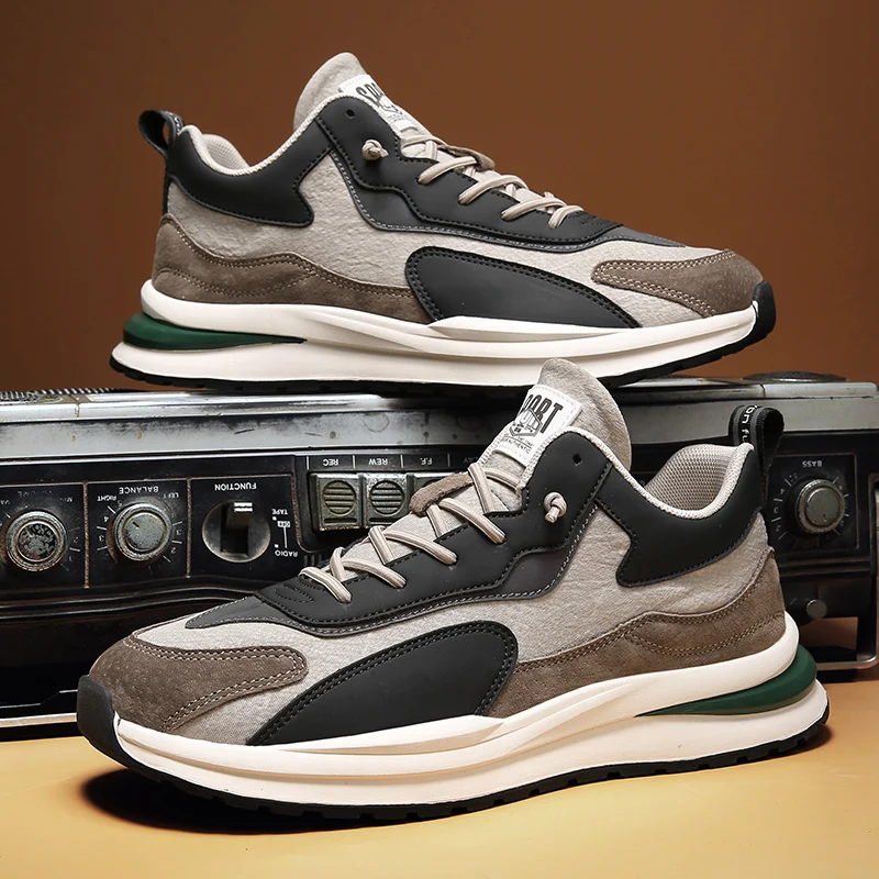 

Sports and leisure shoes, men's shoes, marathon oversized air cushioned shoes, fly woven all season rubber, wear-resistant, anti