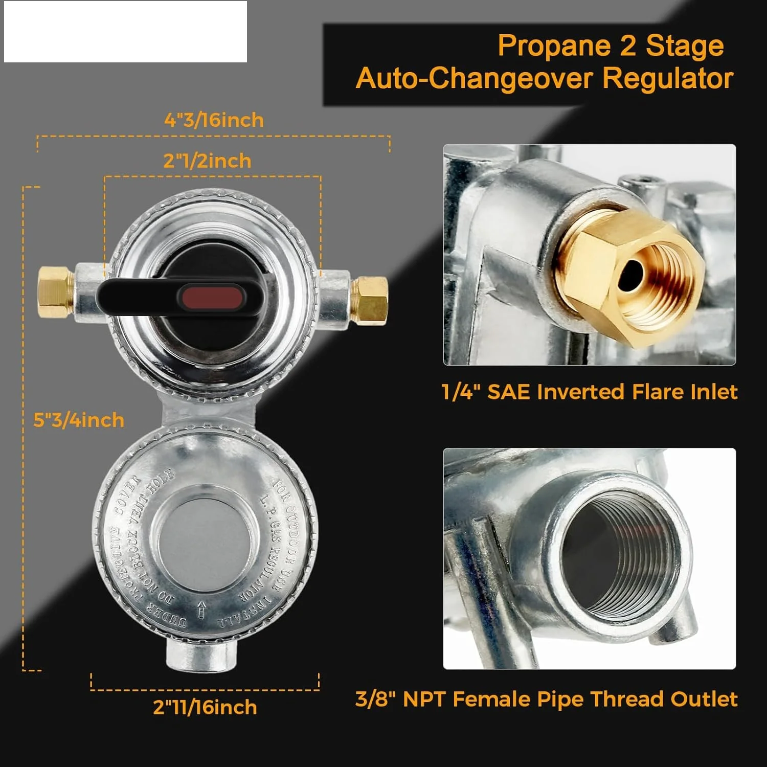 1 Pc RV Camper LP Propane 2 Stage Automatic Regulator Propane Double-Stage Regulator for RV Propane 2 Tank of The Camper Vans