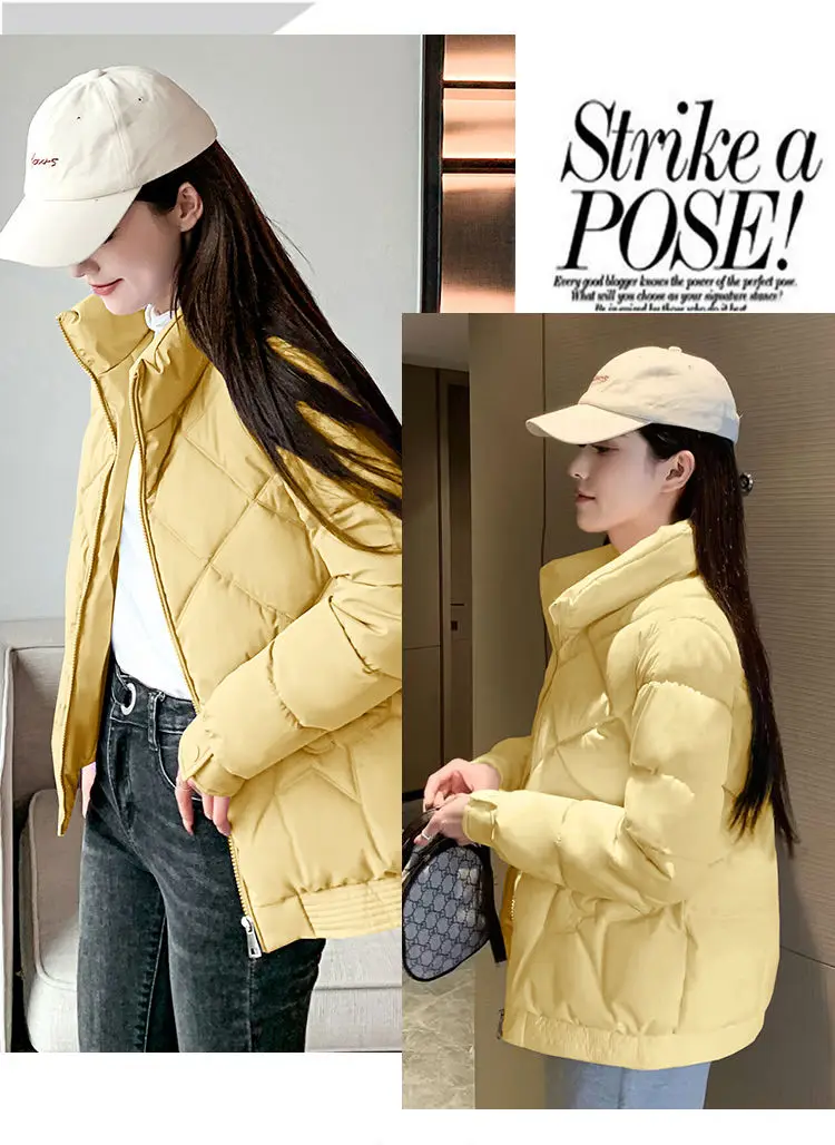 Winter Jacket Women's Stand collar Cotton Warm Coat Korean Loose Ladies Thicken Short Coat Solid Casual Student Jackets Female