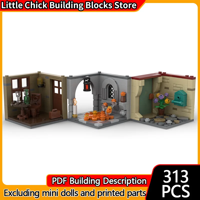 

City Street View Model MOC Building Bricks Condensed Scene Modular Technology Children Holiday Gifts Assemble Toys Suit