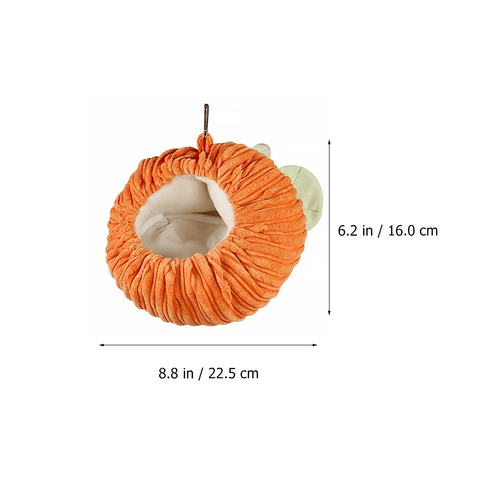 

Warm Pet Hammock Small Animal Bed Cozy Hanging Nest Comfortable Swing Cage Accessory Fall Winter Pumpkin Shape Design
