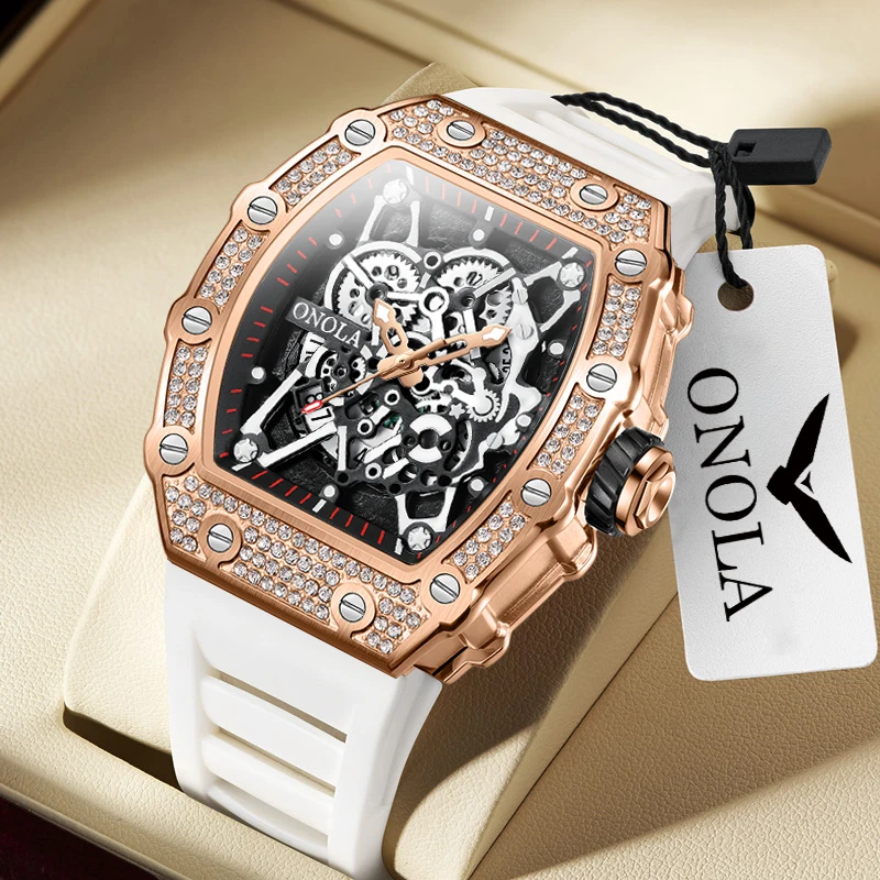 

ONOLA Роскошные мужские часы для бизнеса и отдыха, силиконовые водонепроницаемые часы, мужские кварцевые часы, водонепроницаемые спортивные часы на открытом воздухе