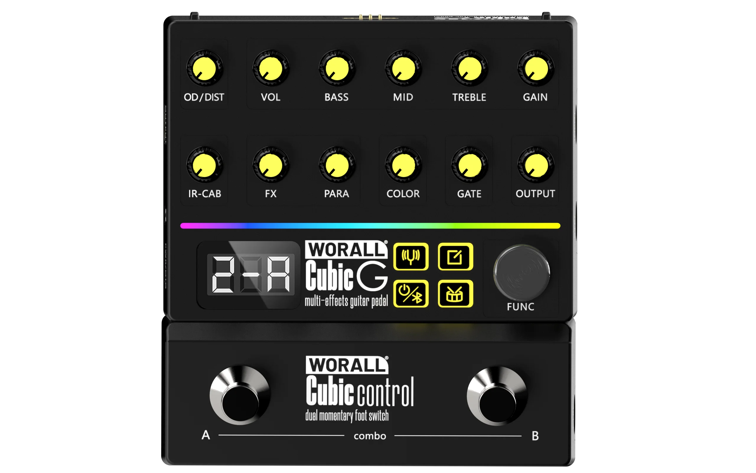 WORALL CubiC G Magnetic Split Guitar Pedal Multi-Effects Processor 97 Effects 16 Amps IR Loader Bluetooth OTG Battery