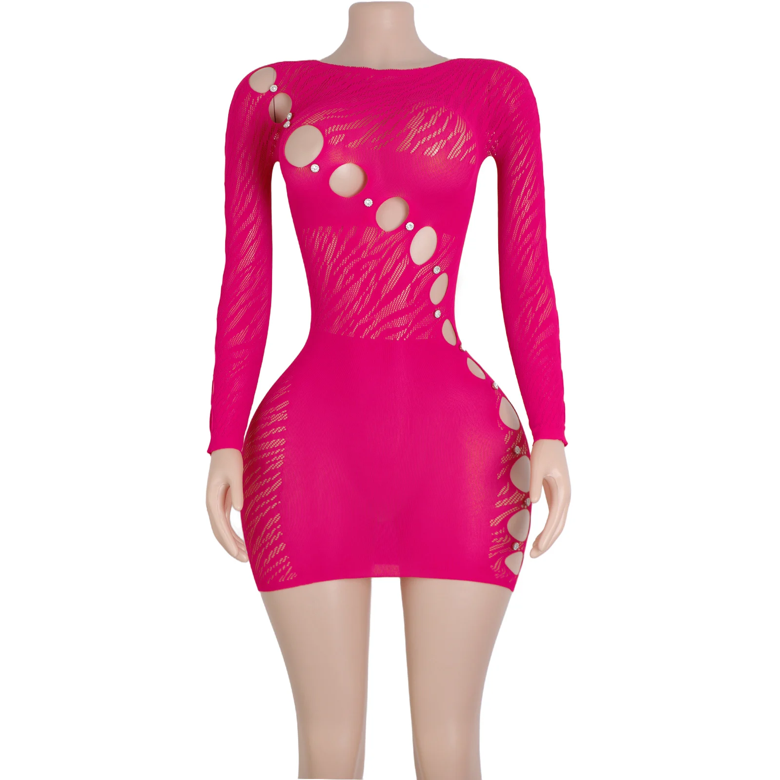Sexy Fishnet Bodysuit Set Wholesale Elegant Cutout Design Exotic Dancewear Adult Nightclub Apparel Lingerie