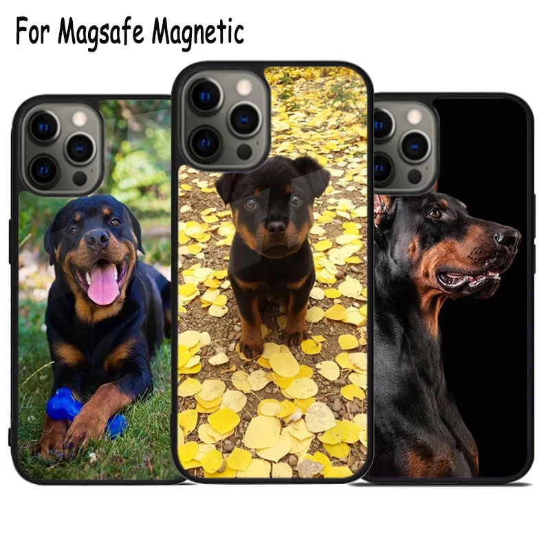 Rottweiler Beautiful Big Dog Wireless Charge Magsafe Phone Case For iPhone 15 16 14 13 11 12 Pro Max Plus Magnetic Bumper Cover