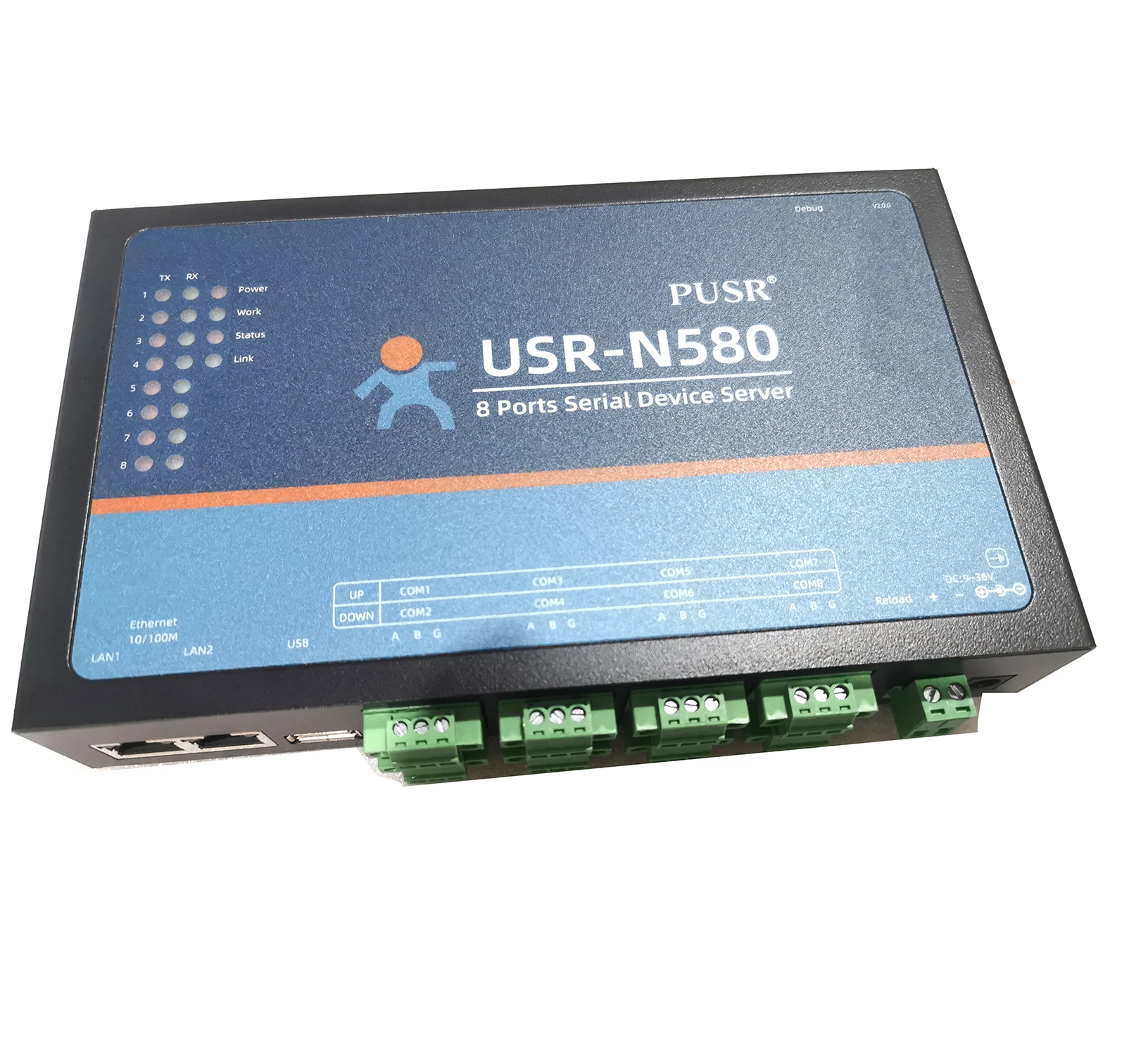 

USR-N580 Serial Device Server 8 Ports RS485 Ethernet Converter Supports SSL/TLS MQTT Modbus Gateway