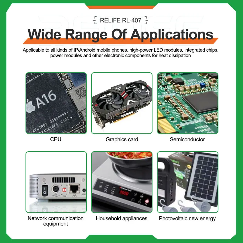 Relife RL-407 thermische silica cpu kühl paste cpu pcb elektronische komponenten kühlung allgemeine thermische silikon silikon paste