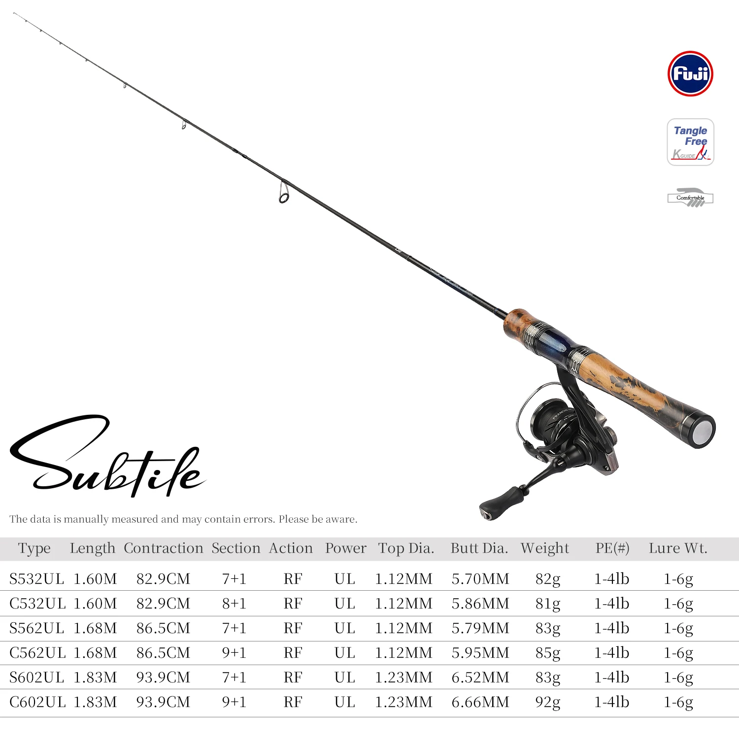 TSURINOYA SUBTILE Trout Game Spinning Casting Fishing Rod UL RF 1.60m/1.68m /1.83m FUJI Guide Stream Ultralight Rod Travel Tackle - AliExpress 18
