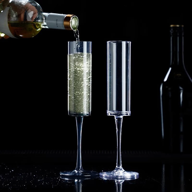 6OZ Champagnerglas-Cocktailbecher, Champagnerglas, Rotweinglas, Plastikbecher mit abnehmbarem Gewinde, hoher Fußbecher, Getränkebecher