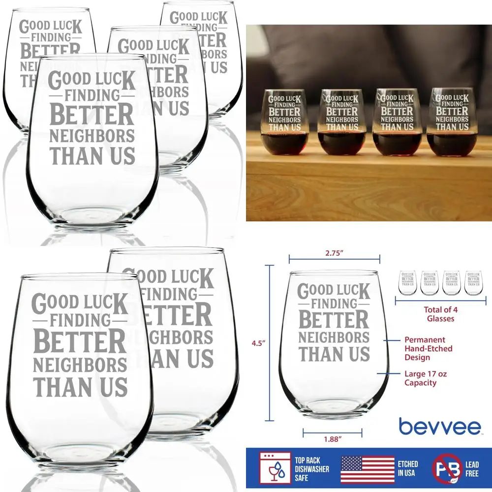 

"Fabulous Farewell Gift: Stemless Wine Glasses Set of 4 for the Neighbors Moving Out"