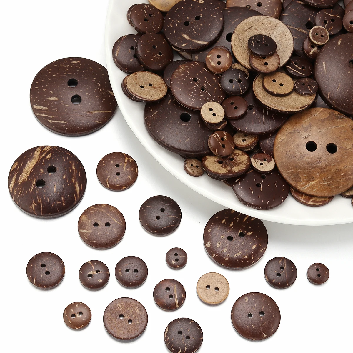 10-100Pcs Natural Coconut Shell Button Round 2-Holes Buttons for Handmade Crafts Home Decorative DIY Clothing Sewing Accessories view 5