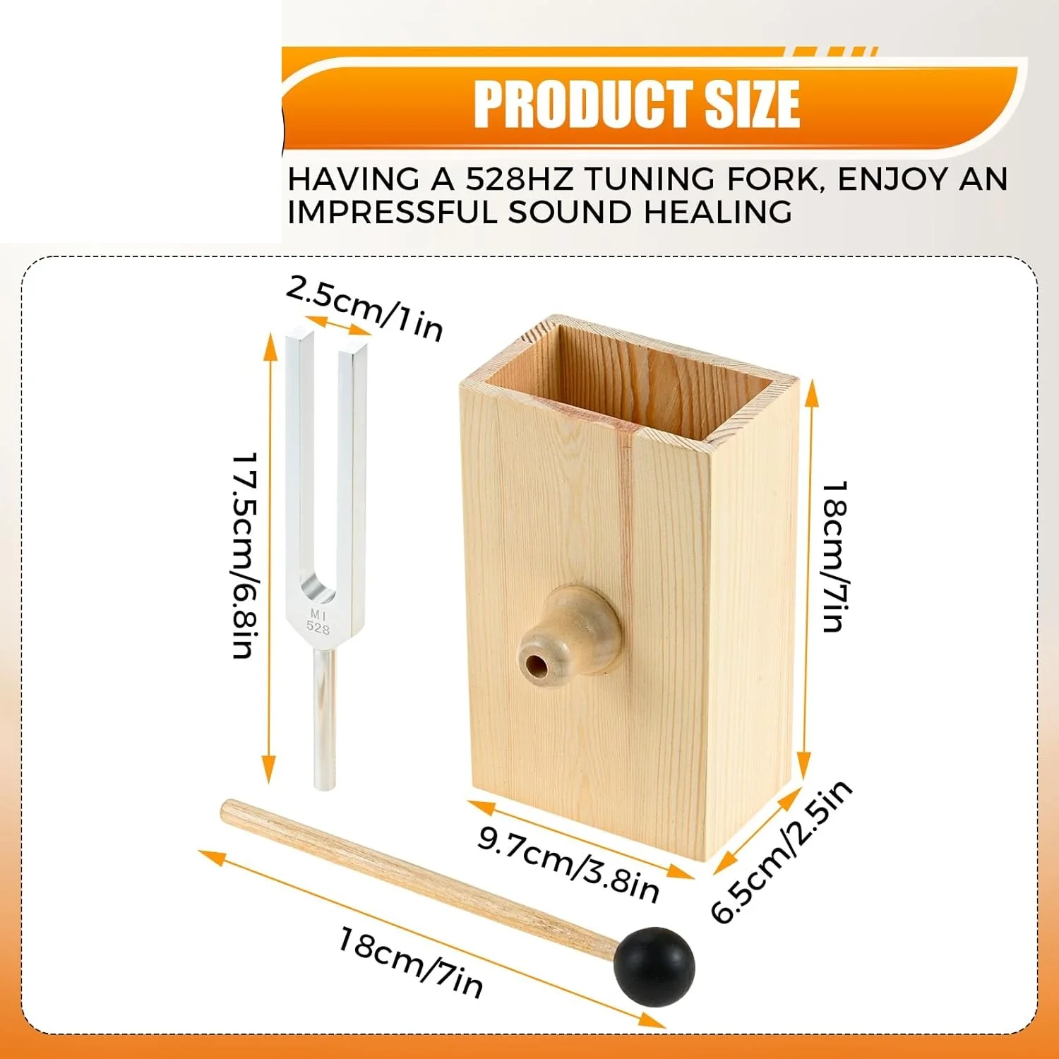 Aluminum Alloy 528 Hz Tuning Fork Wooden Speaker Rubber Hammer SPA Aromatherapy DNA Healing Resonance Teaching Meditation Gifts