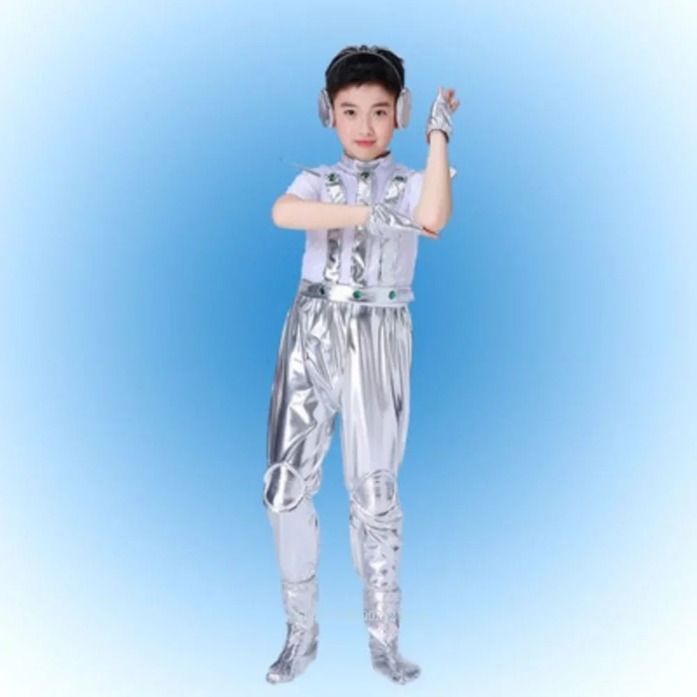 Kids Robot Space Future Style Costume Boys Girls Performance Outfit Alien Halloween Stage Show Party Cosplay Dress Up Clothes view 4