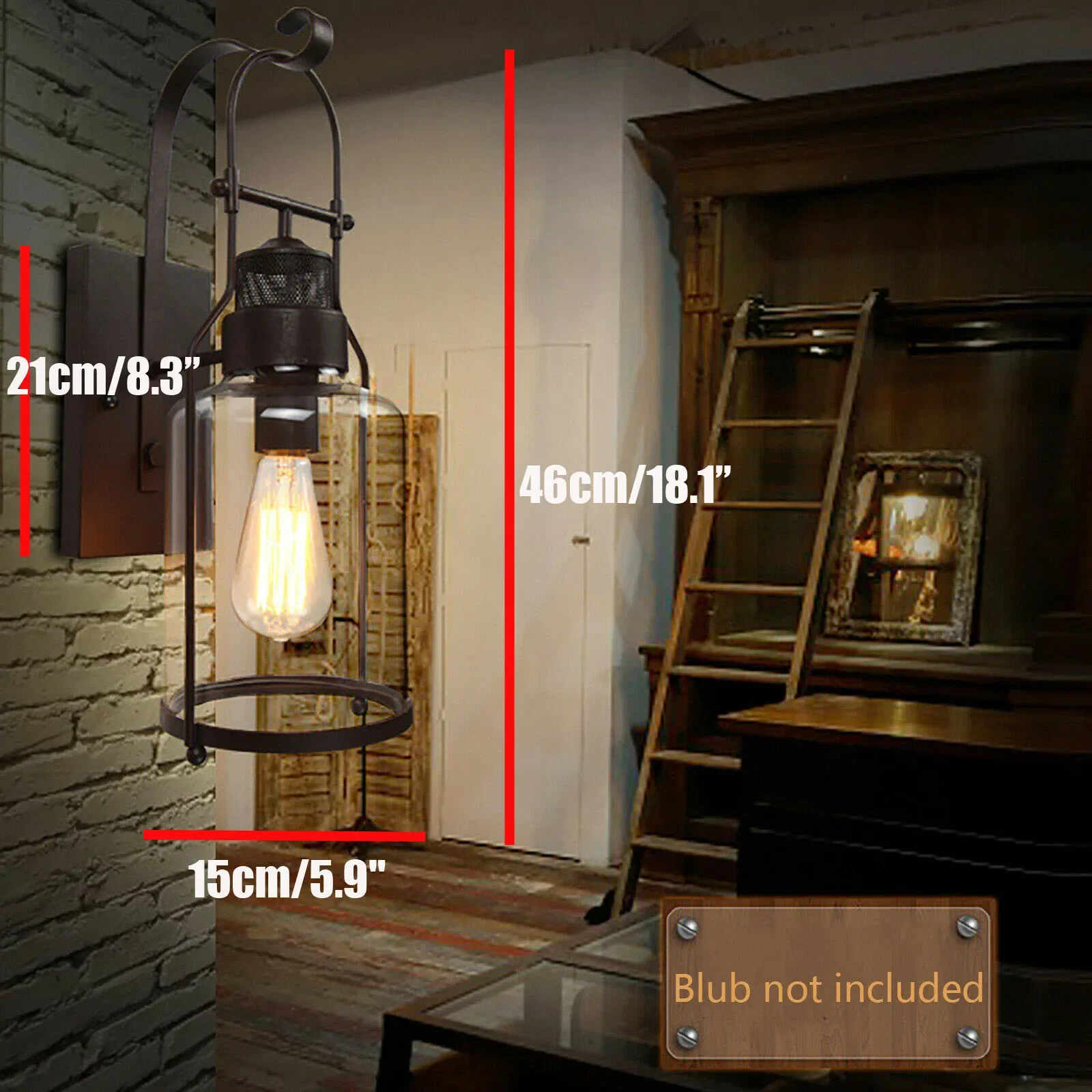 

Industrial Retro Lantern Antique Vintage Rustic Lamp Wall Black Sconce Light Fixture Outdoor Indoor New Outdoor wall lamp Wall-e