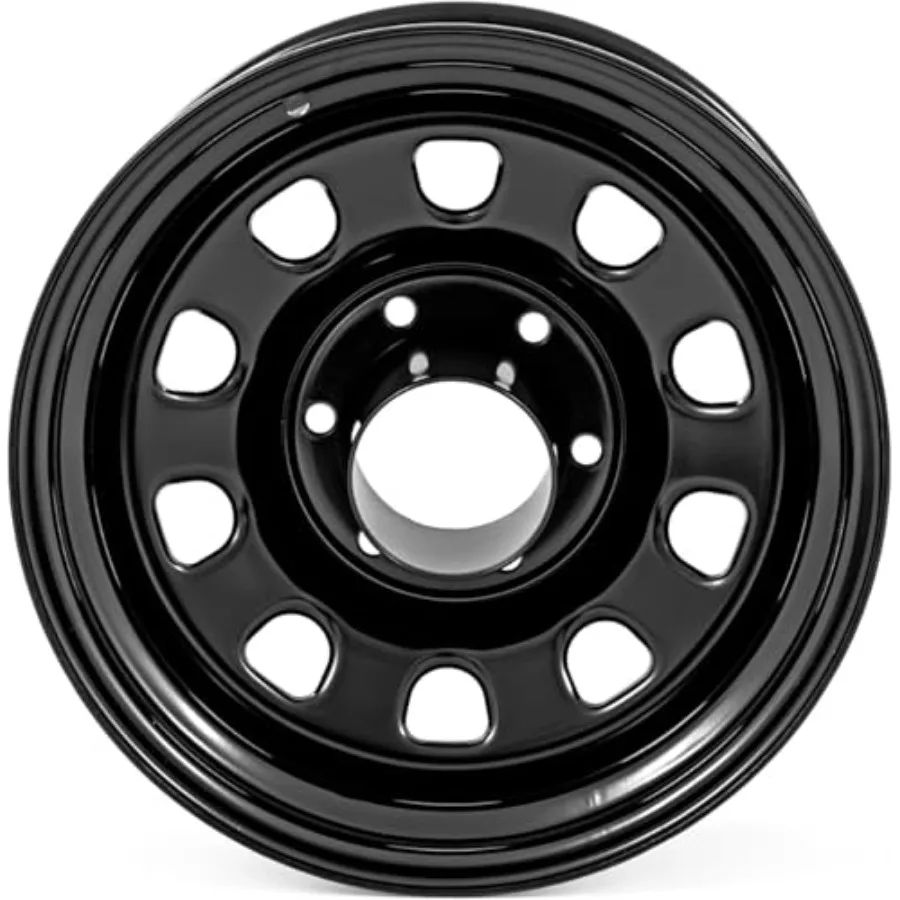 Black Steel Wheel - 15x8, 5x4.5 Bolt Pattern, 19mm Offset, 3.30 Bore, Heavy-Duty D-Window Off-Road Rim for Trucks and s
