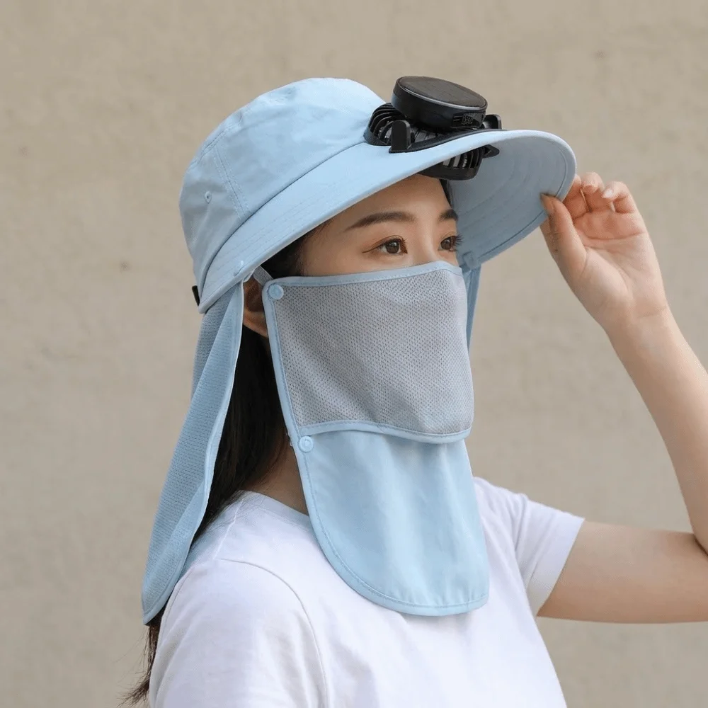 

Quick Dry Solar Fan Hat Breathable USB Charging Wide Brim Sun Cap Lightweight UV Protection Cooling Fisherman Hat Outdoor Travel