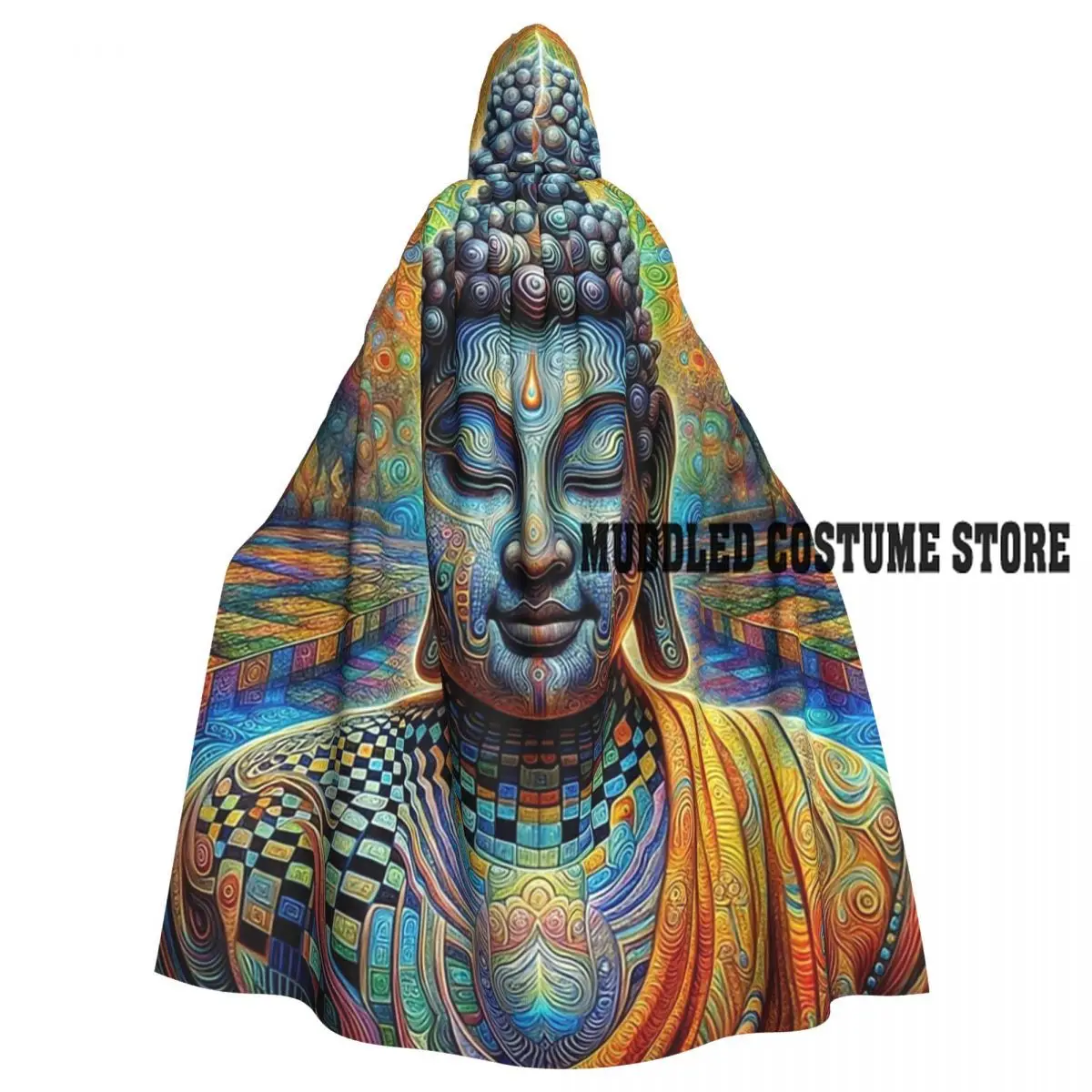 

Длинный плащ с капюшоном Будды, средневековый костюм ведьмы, накидка для косплея, Хэллоуин, вечеринка, унисекс для взрослых