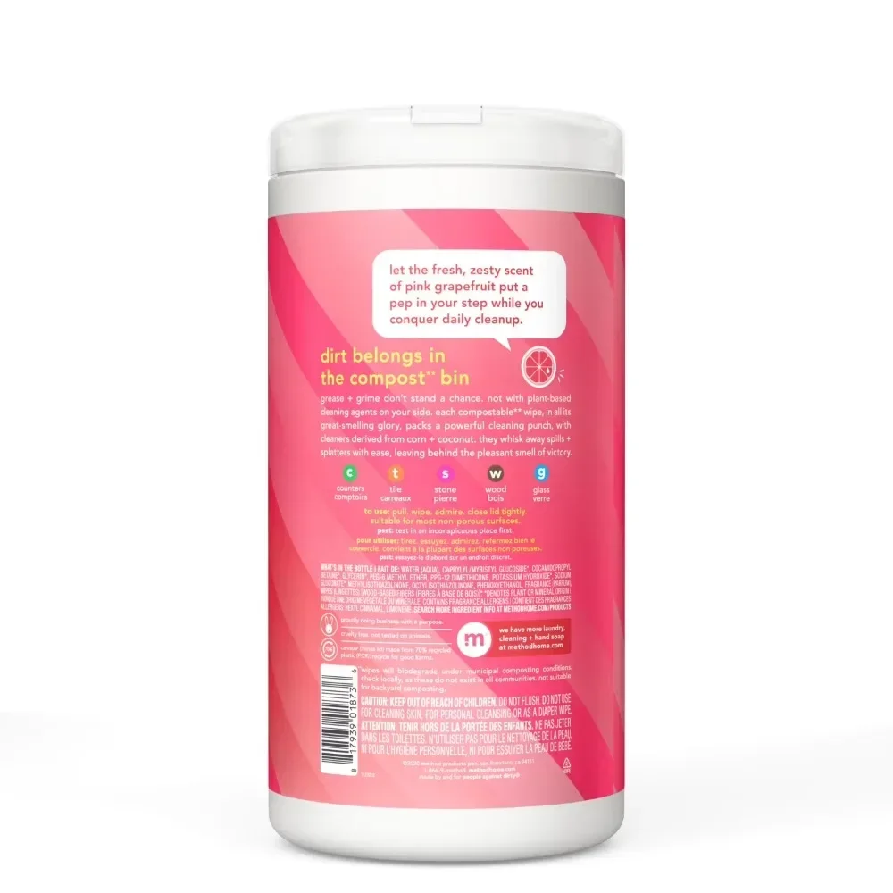 All-Purpose Cleaning Wipes, Pink Grapefruit, 70 Count, Multi-Surface Disinfectant Wipes for Kitchen Bathroom Countertops, Fresh Scented Cleaning Cloths for Home Office