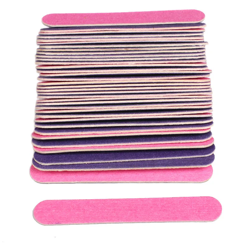 100 pièces de limes à ongles en bois double face jetables, outils de manucure miniatures, grain 150/180, 85 mm, polissoir à