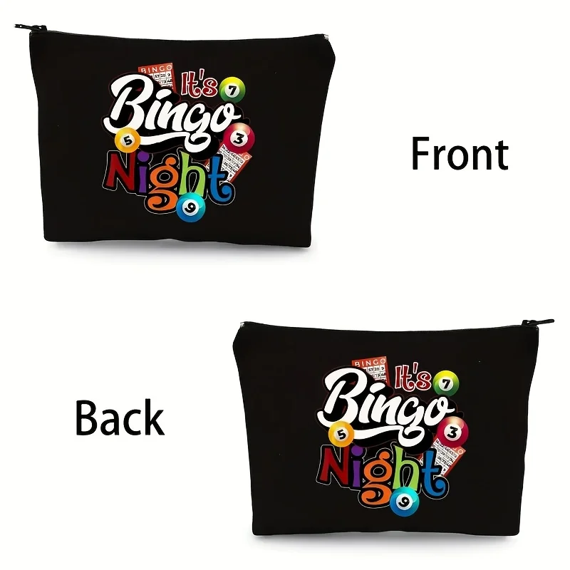 A Bingo Night Themed Makeup Bag- Multifunctional Zipper Pouch, Jewelry Storage Bag, Perfect Travel Zipper Small Storage Bag.