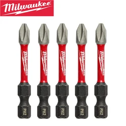 Milwaukee-brocas de impacto PH2 Philips, accesorios de herramientas de destornillador eléctrico de madera, Metal duro, acero de alta velocidad, 50MM, 5 piezas