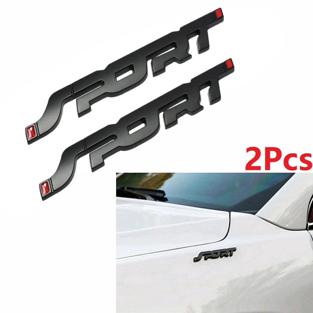 2Pcs 3D Metal SPORT Premium Car Side Fender Rear Trunk Emblem Badge Decals