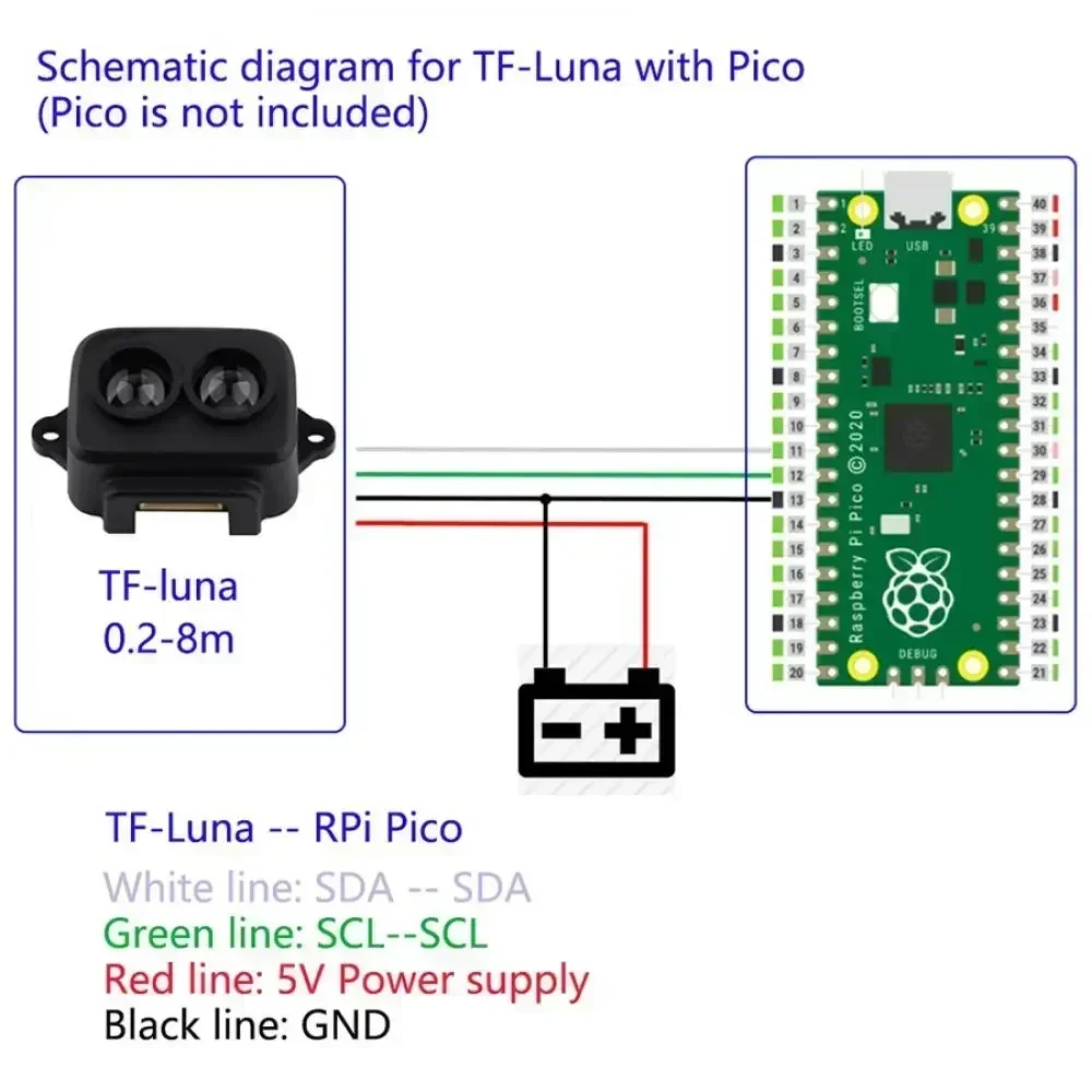 TF-Luna LiDAR Sensor 0.2-8m High-Speed Ranging UART/I2C Interface for Arduino/Pixhawk 5V DC IP42 Protection