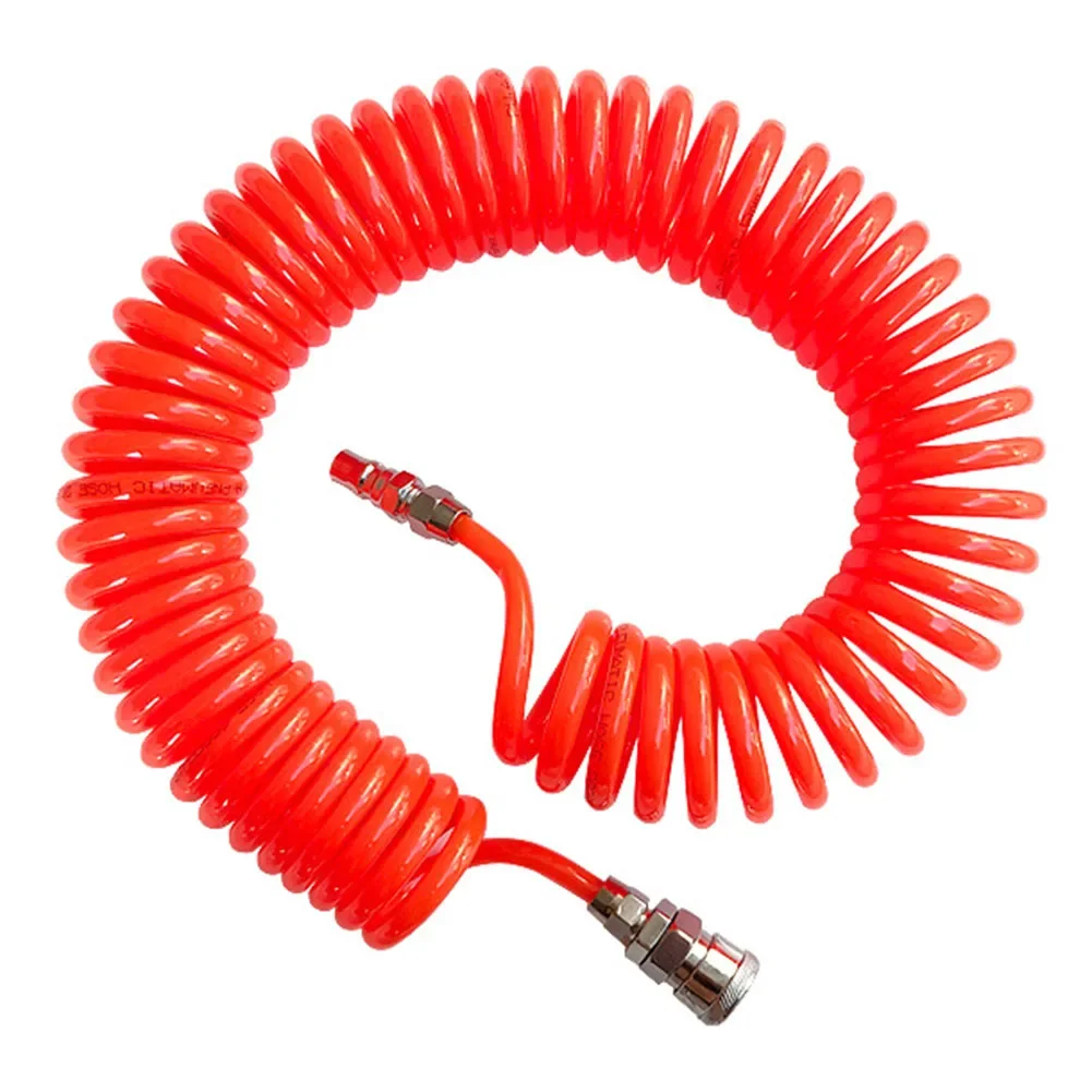Manguera neumática de PU con conectores para herramientas neumáticas, manguera de compresores de aire, tubo de resorte telescópico de PU neumático