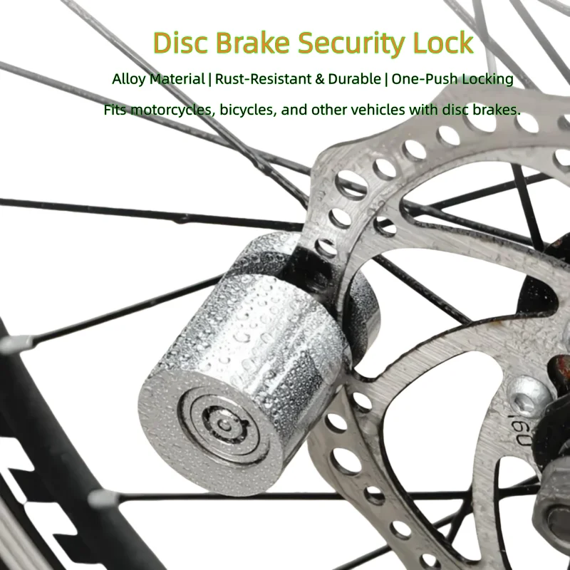 Upgraded Cylindrical Disc Brake Lock | Keyless One-Button Locking for Motorcycle & Bicycle | Made of Alloy