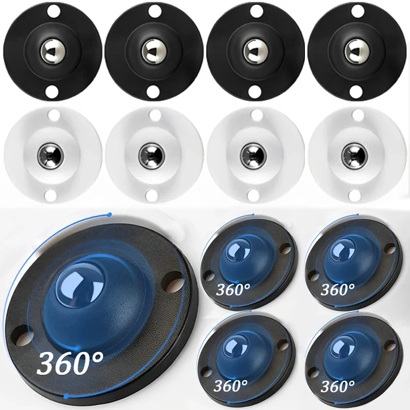 Aço inoxidável Ball Caster Wheels, rotação de 360 °, polia auto-adesiva, Universal móveis rodízios, lixeira, rolo de roda, 12 pcs, 4pcs