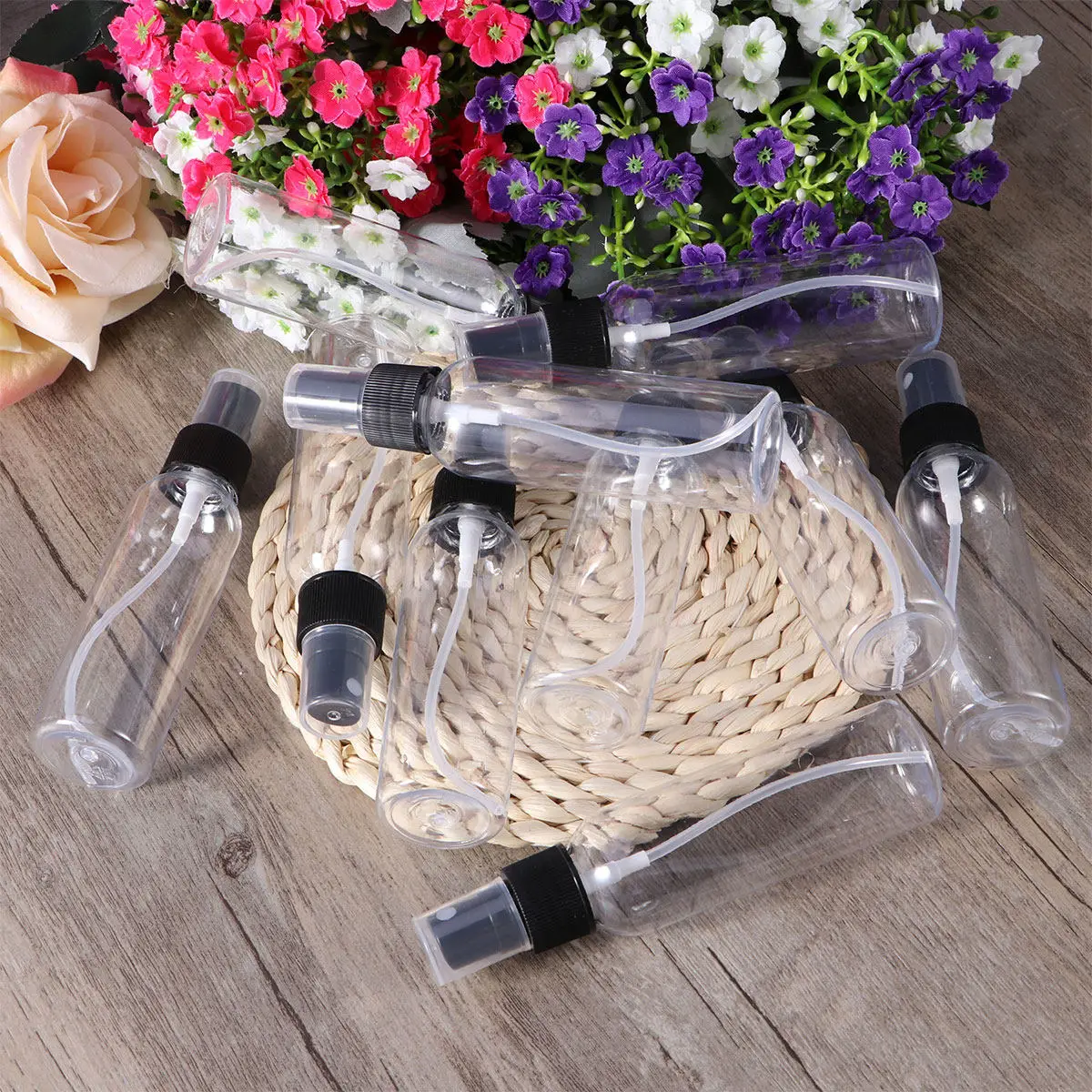 10Pcs Perfume Mist Spray Bottles Clear Plastic Refillable Travel Size Liquid Containers Leakproof Atomizer Travel Kit