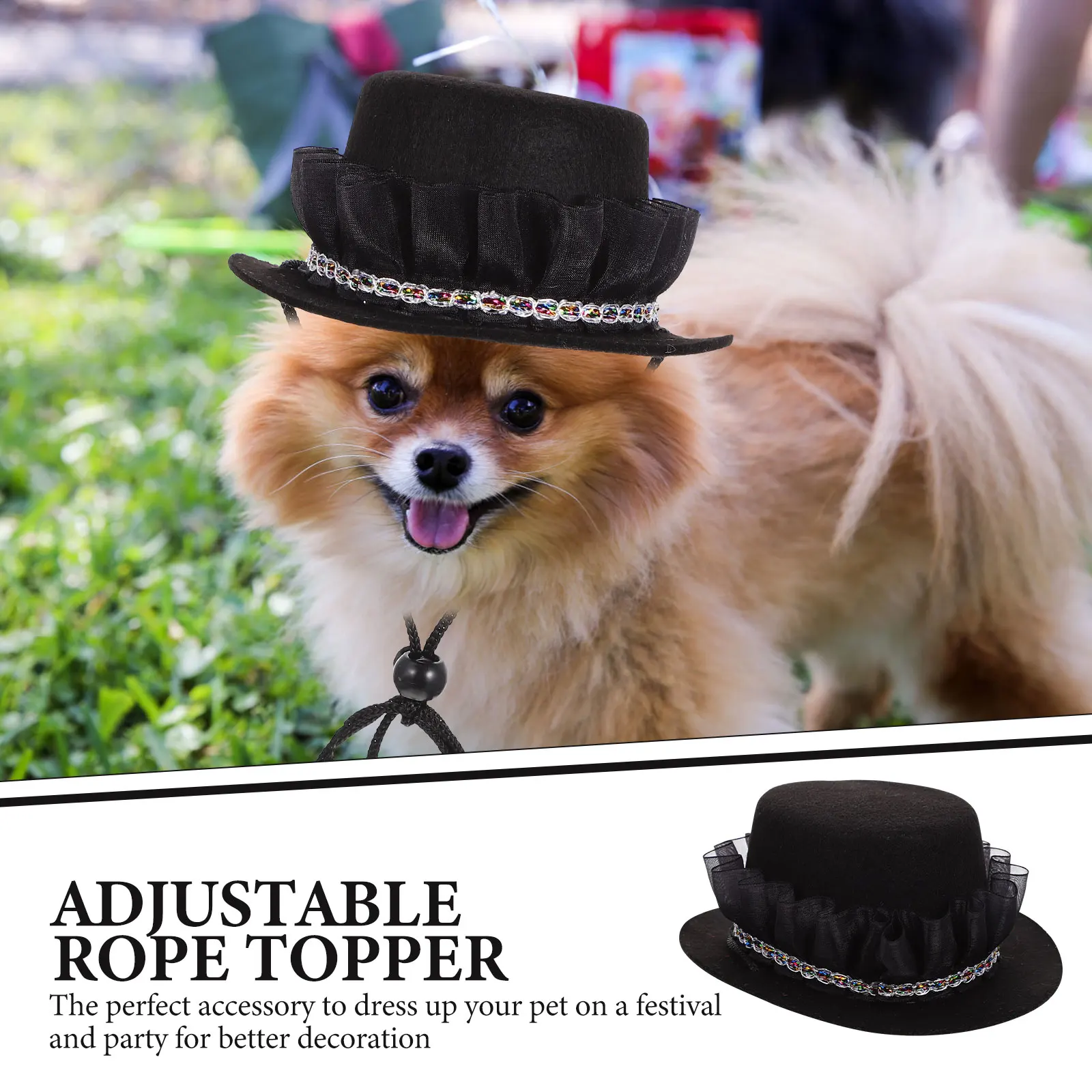 Portable Dog Cat Hat Bowler Pet Accessory Adjustable Decorative Small Puppy Kitten Wear Resistant Long Use Parties Carnival