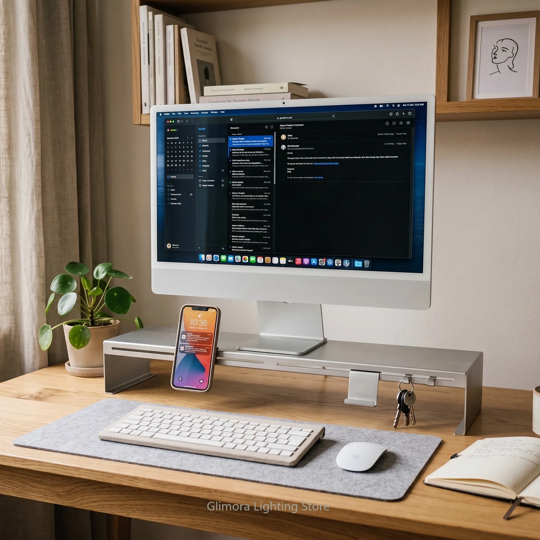 Modular Aluminum Monitor Stand Riser for Desk, Ergonomic Screen Elevator with Storage Tray
