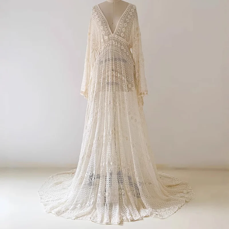 マタニティ服-妊婦ドレス-写真撮影用衣装-ボヘミアンスタイル-スリムフィット-ボディコン-ロングスリーブ-ニット
