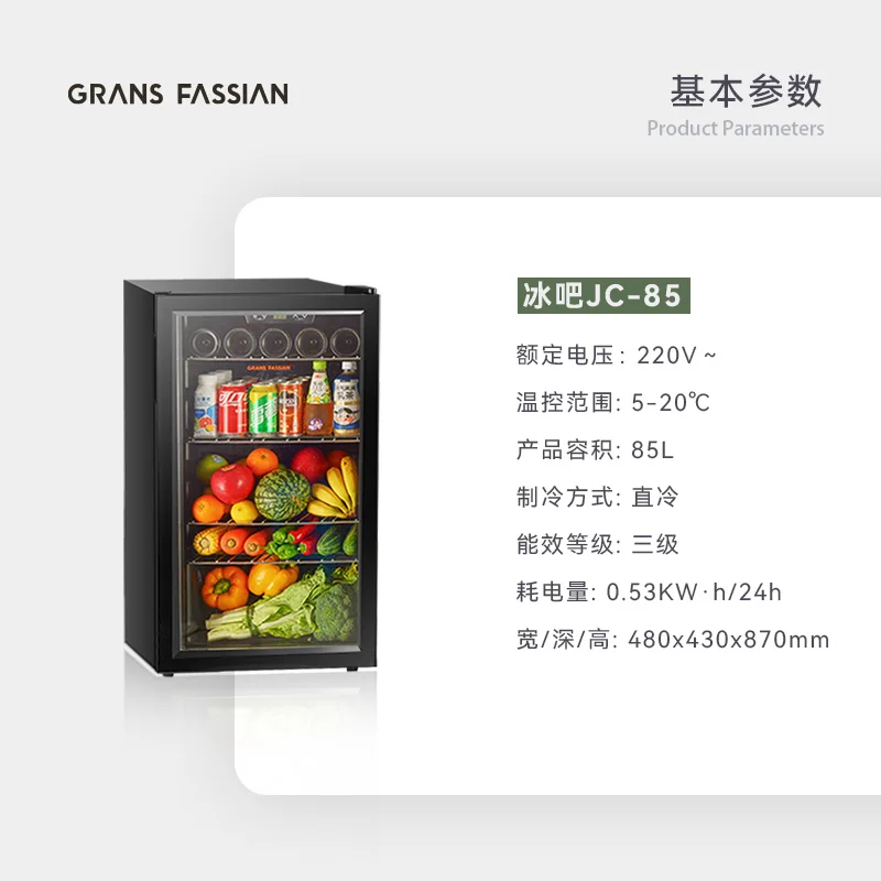 Ice Bar Home Office Refrigerated Cabinet Tea Beverage Fruit and Vegetable Fresh Keeper Small Refrigerator