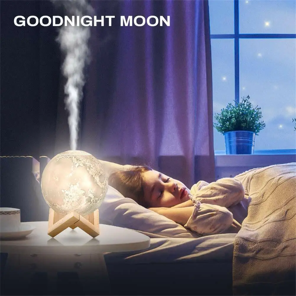 880Ml Moon Air Humidifier Aroma Essential ก้านปักน้ำมันหอมระเหยหลอดไฟ LED กลางคืน USB Mist Maker Humidificador สำหรับห้องนั่งเล่น