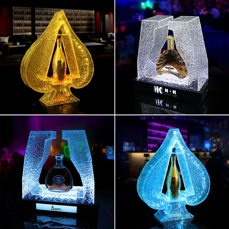 

Bar KTV Luminous Frozen Ice Pattern Spade A Wine Seat Acrylic Foreign Champagne Hold Out Props Rack