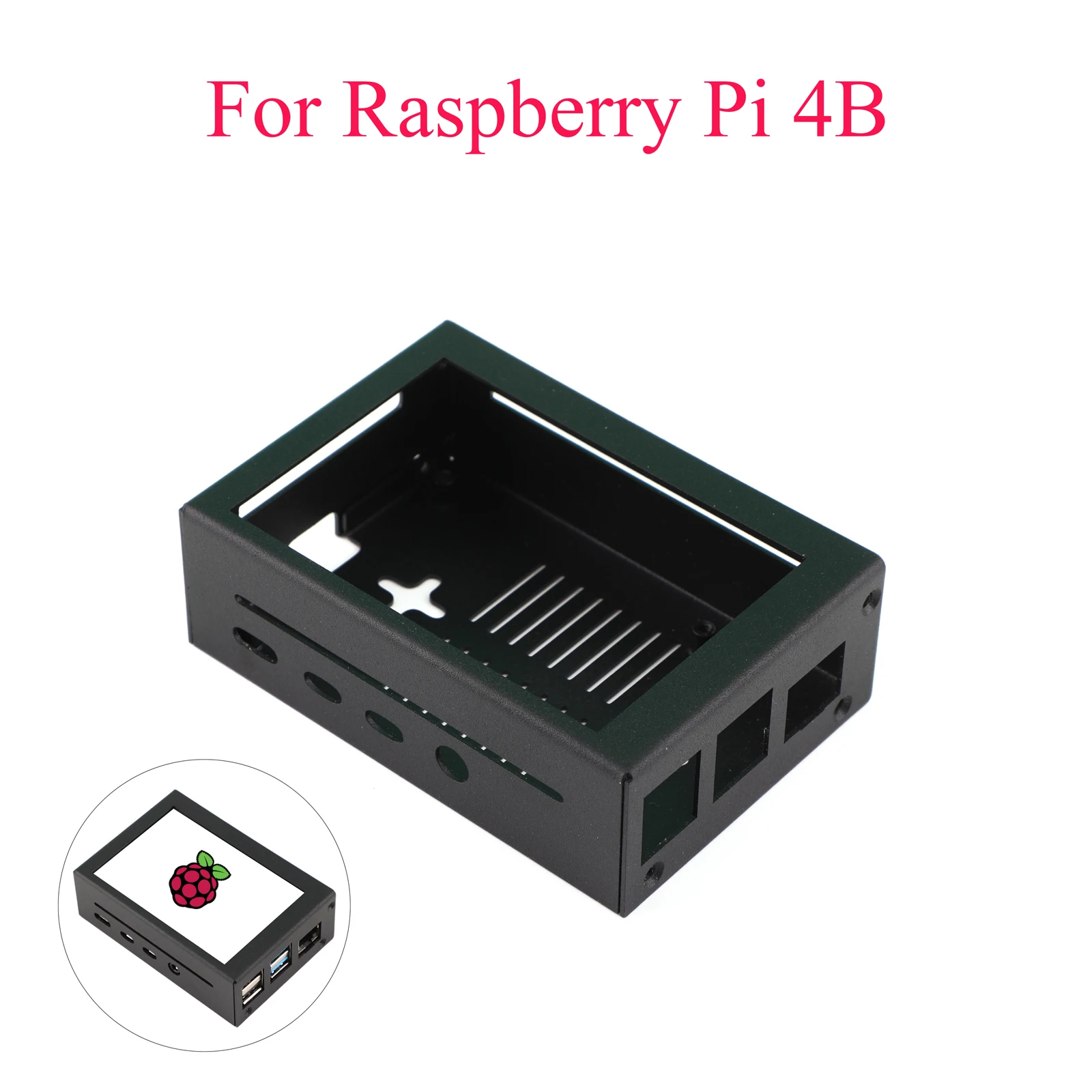 

Black Box Shell Enclosure Metal Protective Case Cover Compatible With 3.5in Screen For Raspberry Pi 4B