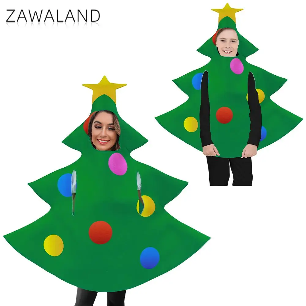 

ZAWALAND Funny Christmas Tree Cosplay Costume Couples Outfit Girl Boys Holiday Halloween Xmas Fancy Jumpsuits for Party