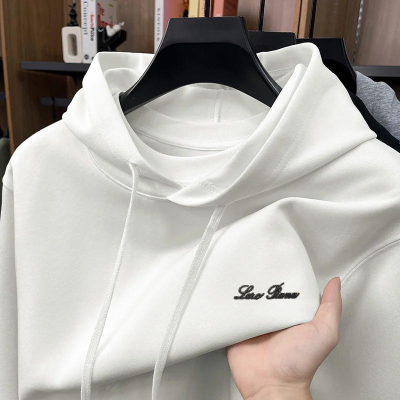 Daily Commuting Man Hooded Sweatshirt Real Pocket Letter Print Pilling-Resistant Autumn New Hoodie Leisure Fashion Mens Clothing