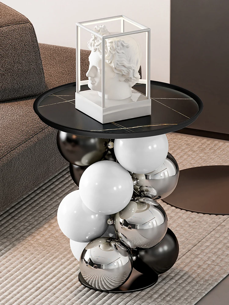Stainless Steel Slate Coffee Table, Side Circular Corner Tables,Furniture, Home Living Room,TV Cabinet,Sofa, Luxury