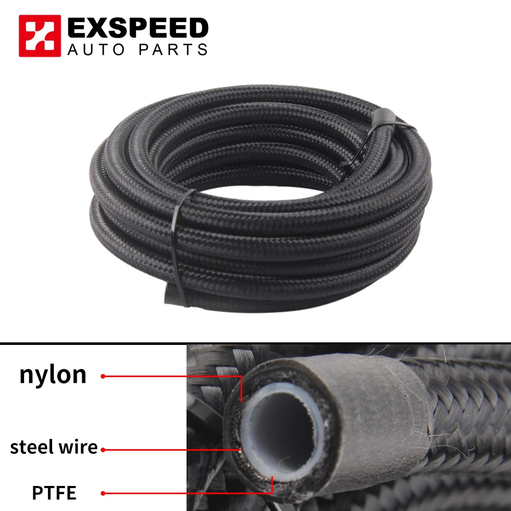 

1M 3M Braided AN6 AN8 AN10 PTFE E85 Fuel Hose Oil Gas Cooler Hose Line Pipe Tube Outside 304 Stainless Steel Braided Insi